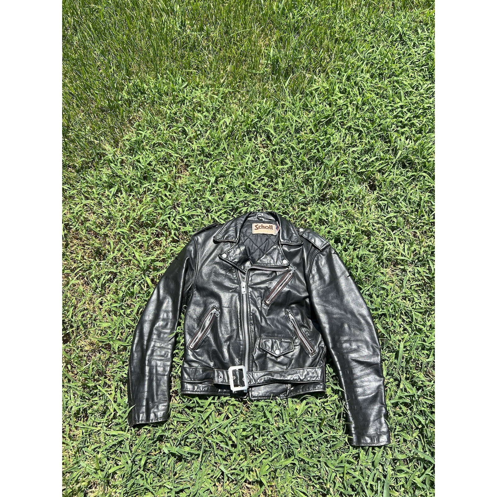 Schott Bros Perfecto Vintage Vtg Black Leather Bomber Motorcycle Jacket Coat 38